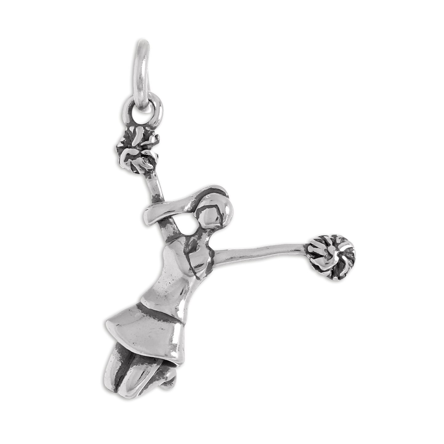Sterling Silver Jumping Cheerleader Charm