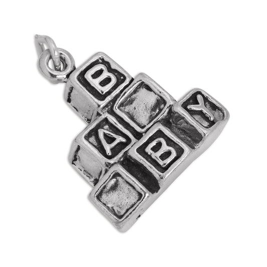 Sterling Silver Baby Building Blocks Charm