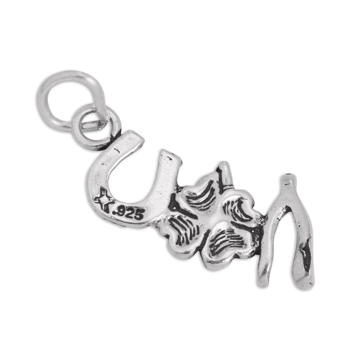Sterling Silver Lucky Wishbone Clover & Horseshoe Charm