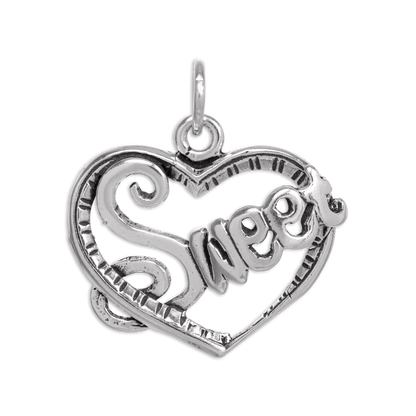Sterling Silver Open Sweet Heart Charm