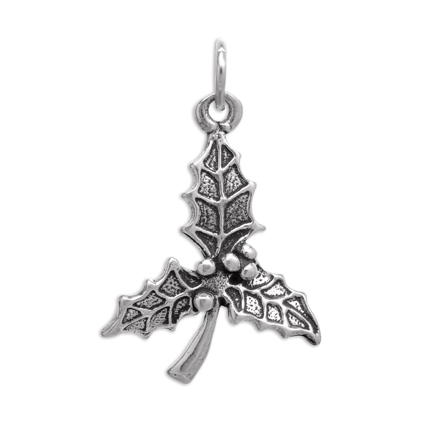 Sterling Silver Holly Leaves Charm