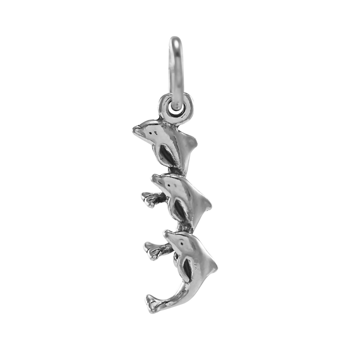 Sterling Silver Three Dolphins Charm