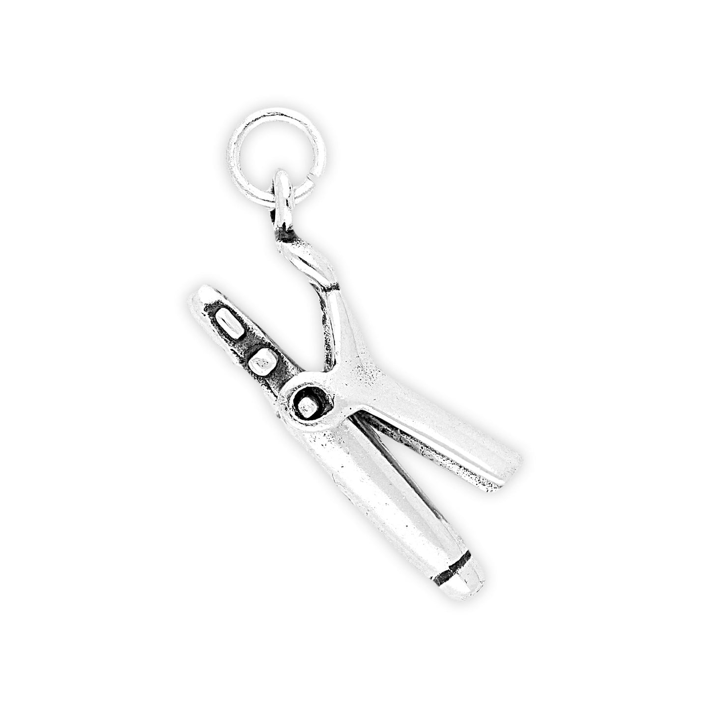 Sterling Silver Curling Tongs Charm