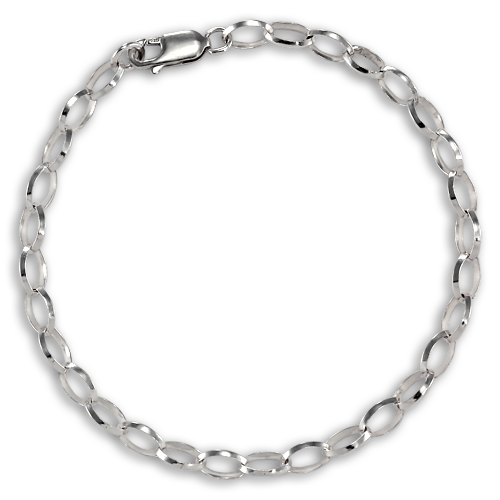 Sterling Silver Oval Belcher Chain Charm Bracelet