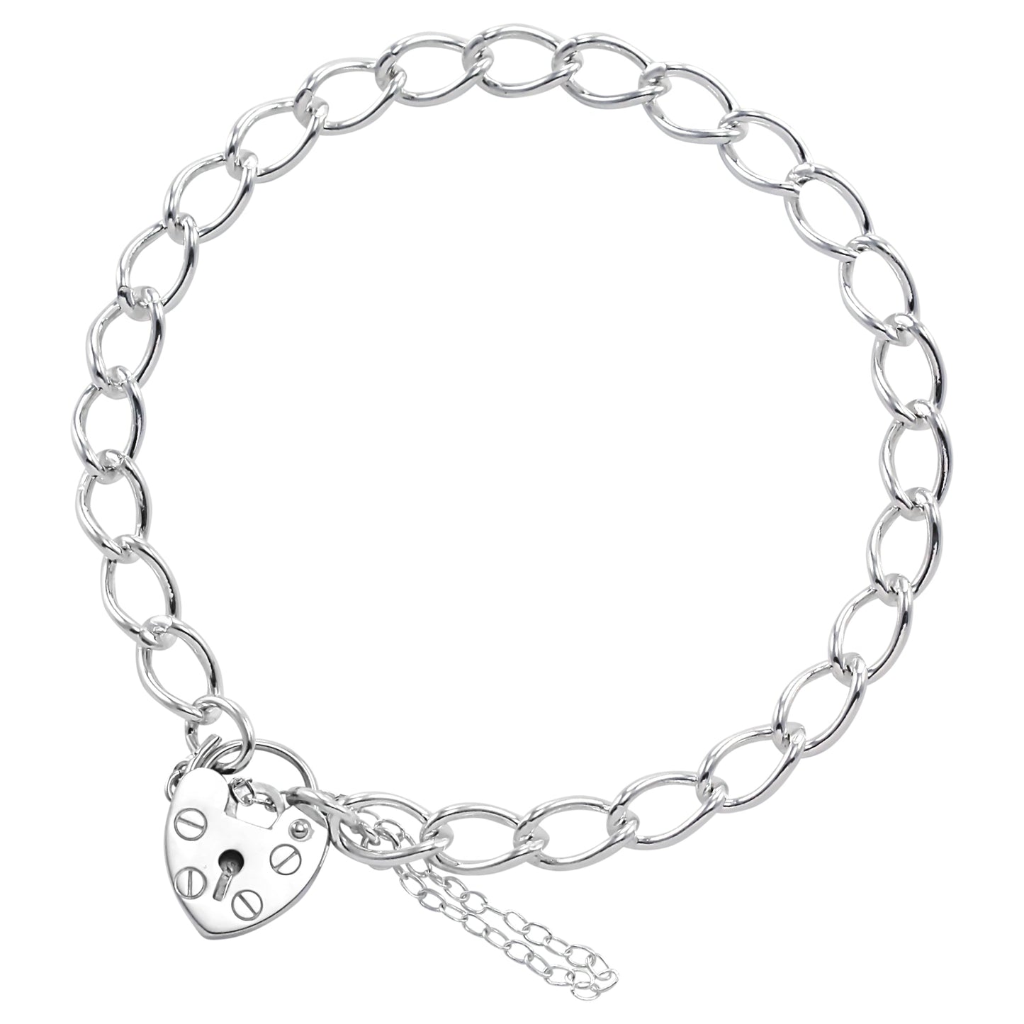 Sterling Silver Heart Clasp Charm Bracelet