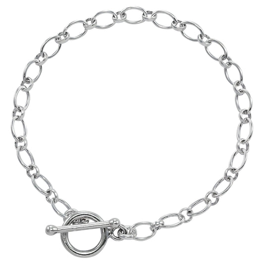 Sterling Silver Long and Short Charm Bracelet