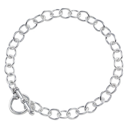 Sterling Silver Circle Toggle Charm Bracelet