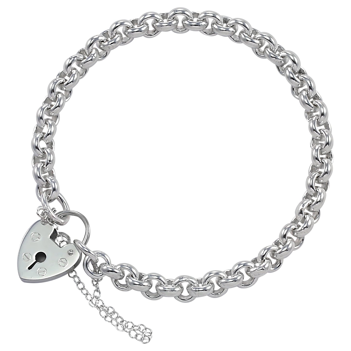 Sterling Silver Belcher Bracelet with Heart Clasp