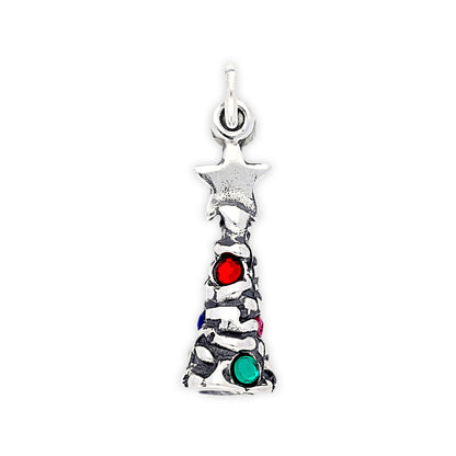Sterling Silver Crystal Christmas Tree Charm