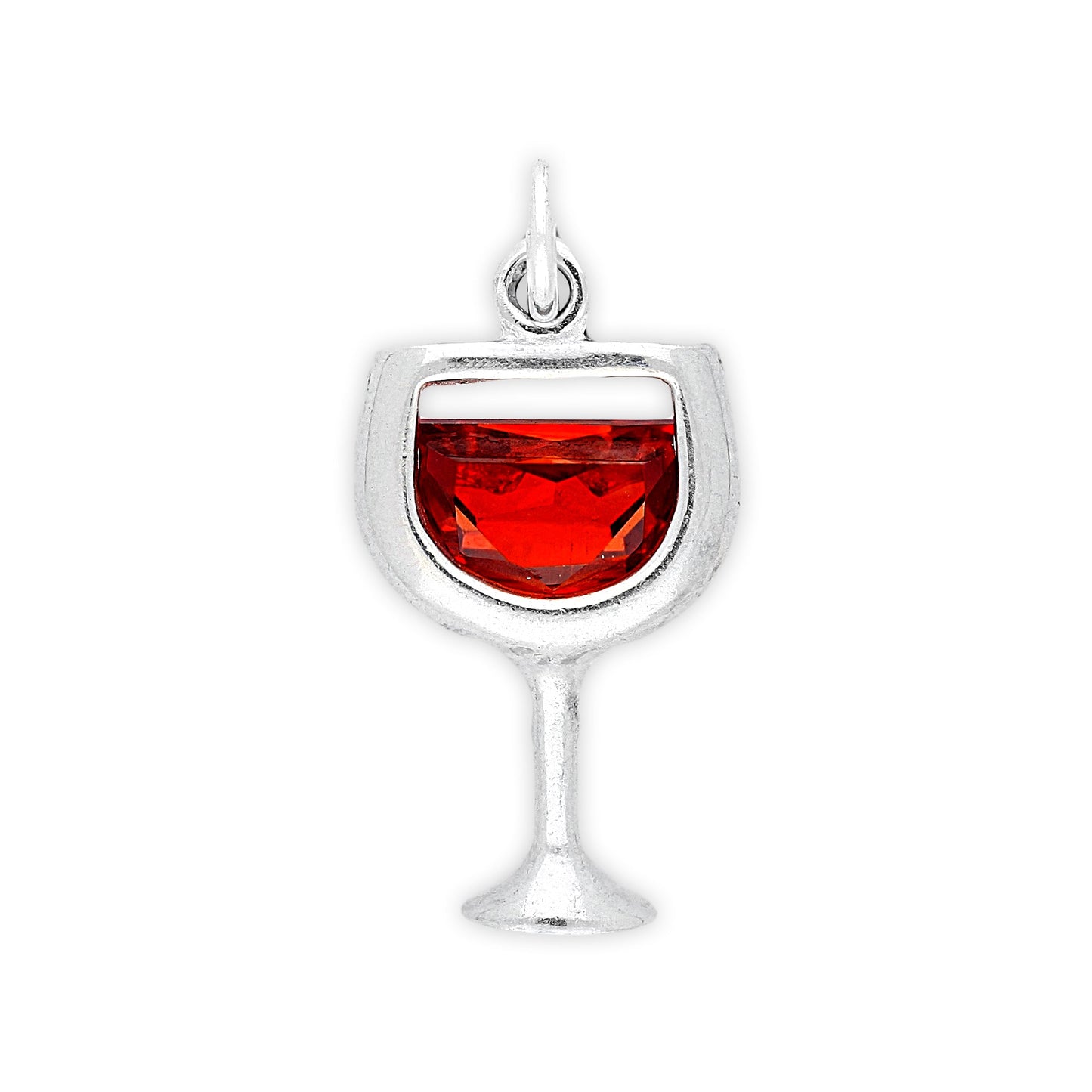 Sterling Silver Crystal Red Wine Glass Charm