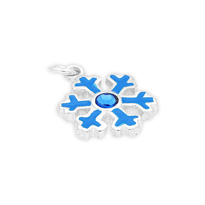Sterling Silver Enamel and Crystal Snowflake Charm