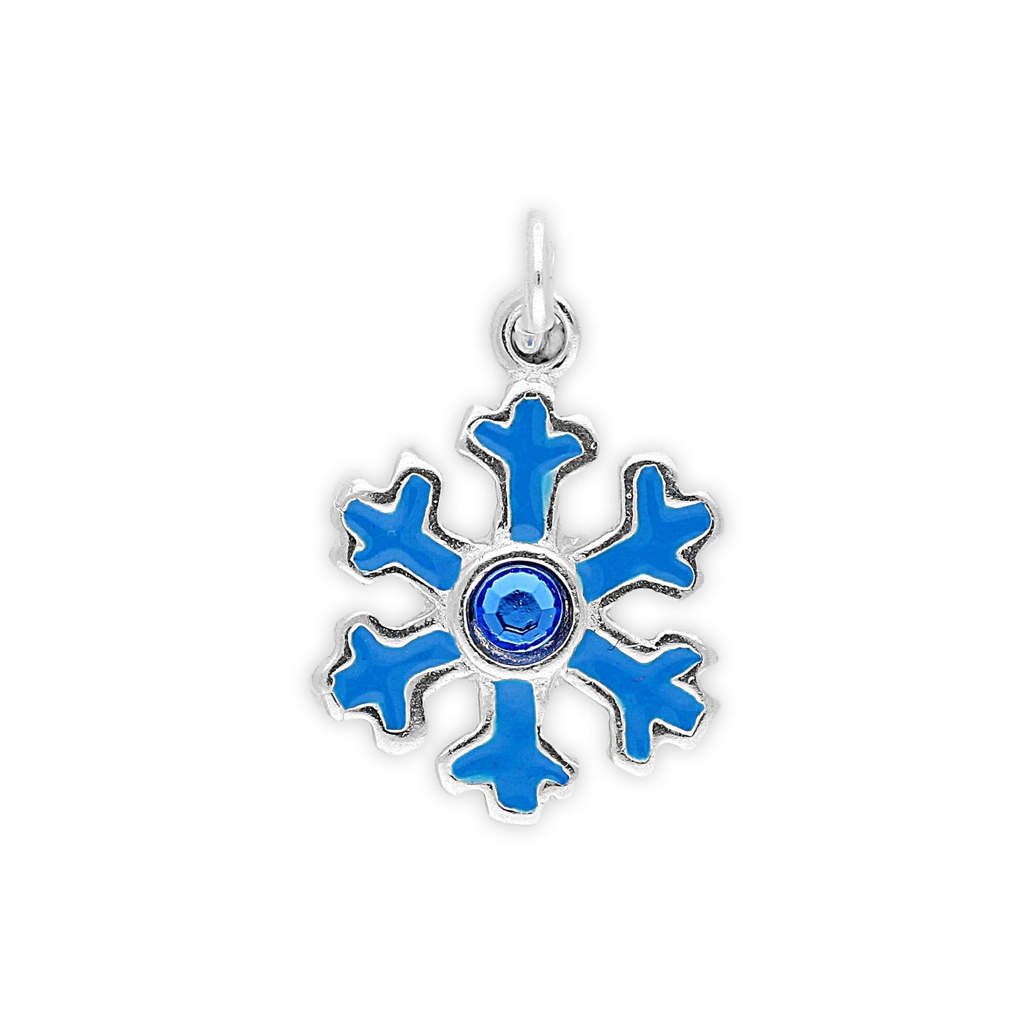 Sterling Silver Enamel and Crystal Snowflake Charm