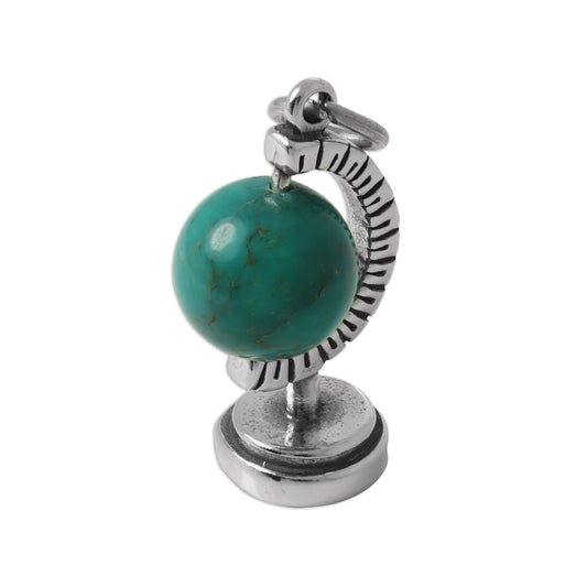 Sterling Silver 3D Moving Globe Charm