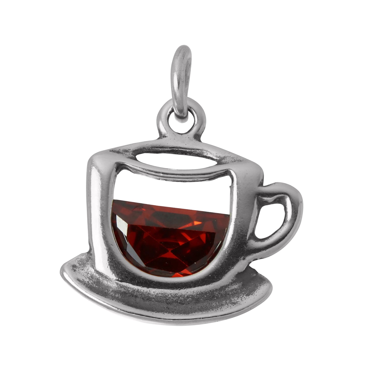 Sterling Silver & Crystal Cup of Tea Charm