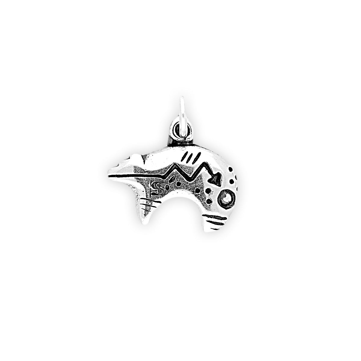 Sterling Silver Heart Line Bear Charm