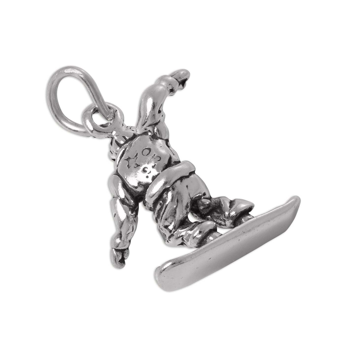 Sterling Silver 3D Snow Boarder Charm