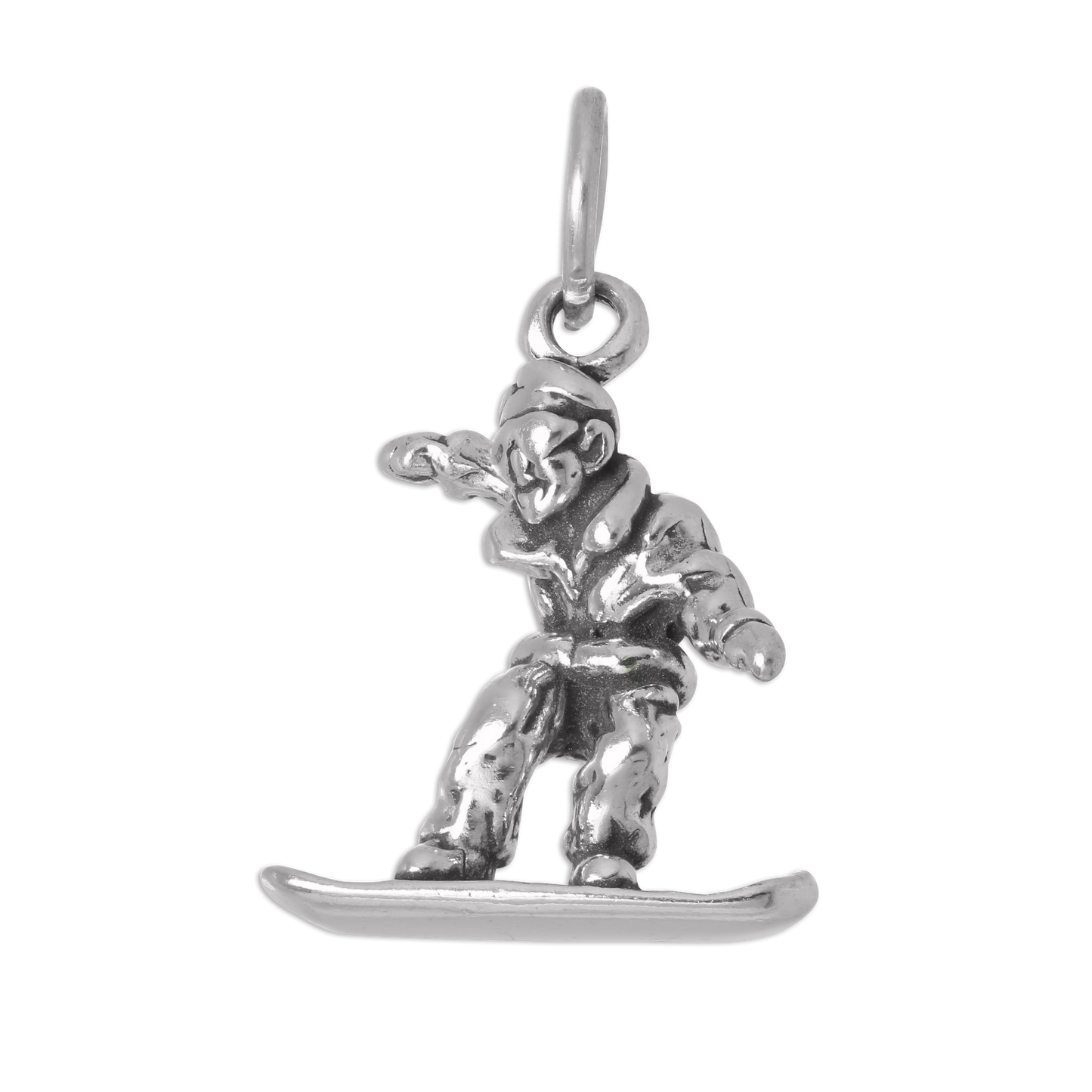 Sterling Silver 3D Snow Boarder Charm