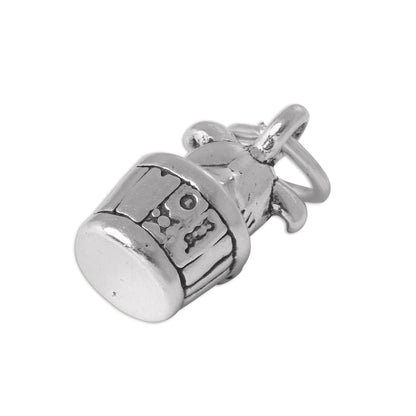Sterling Silver 3D Pig in Barrel Charm