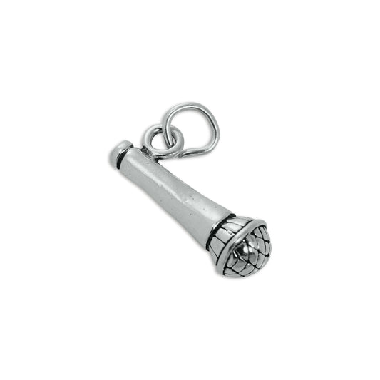 Sterling Silver 3D Microphone Charm