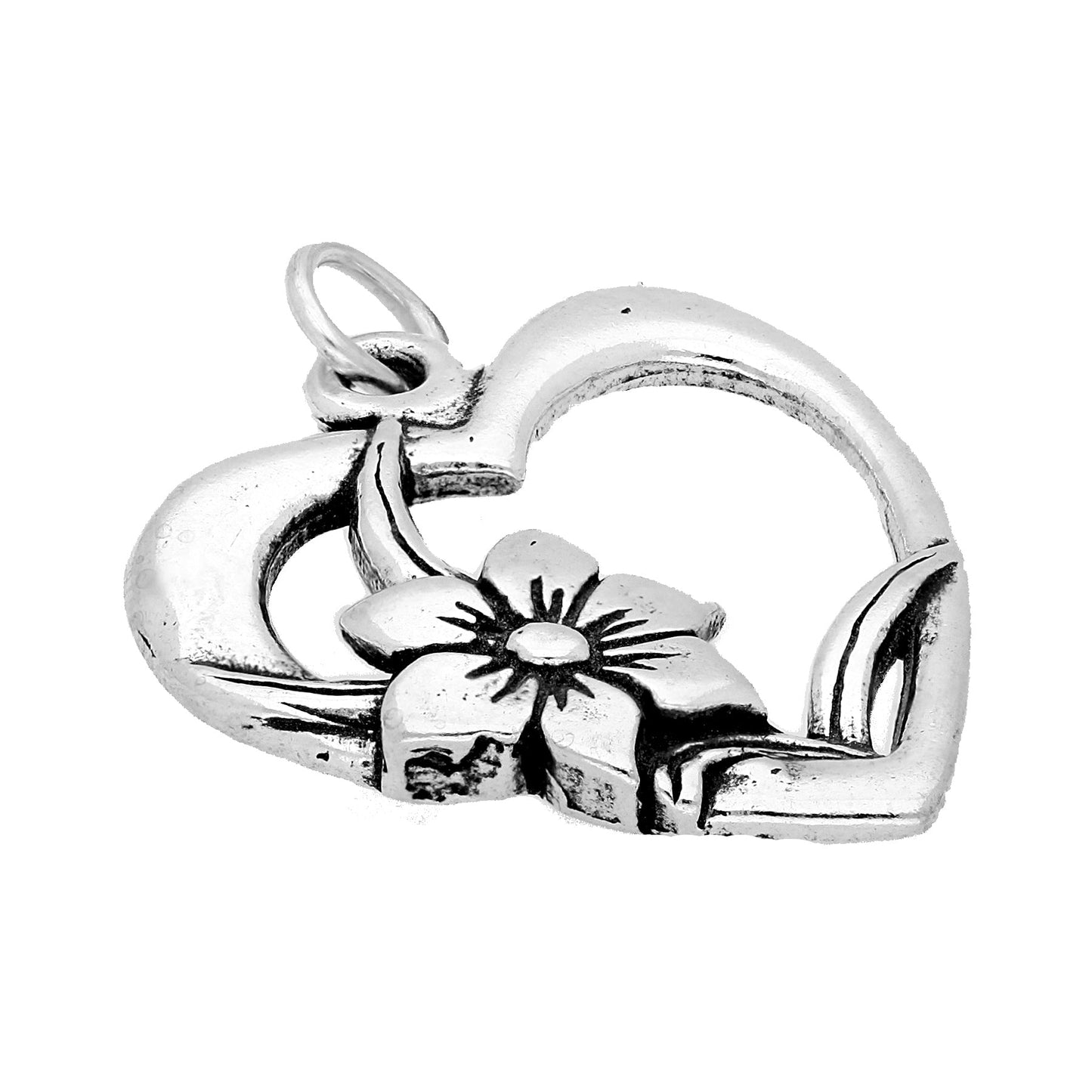 Sterling Silver Heart Flower Symbol