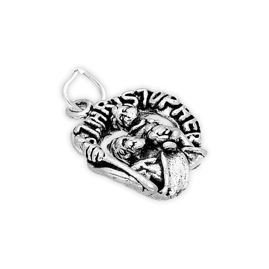 Sterling Silver 3D St Christopher and Child Charm