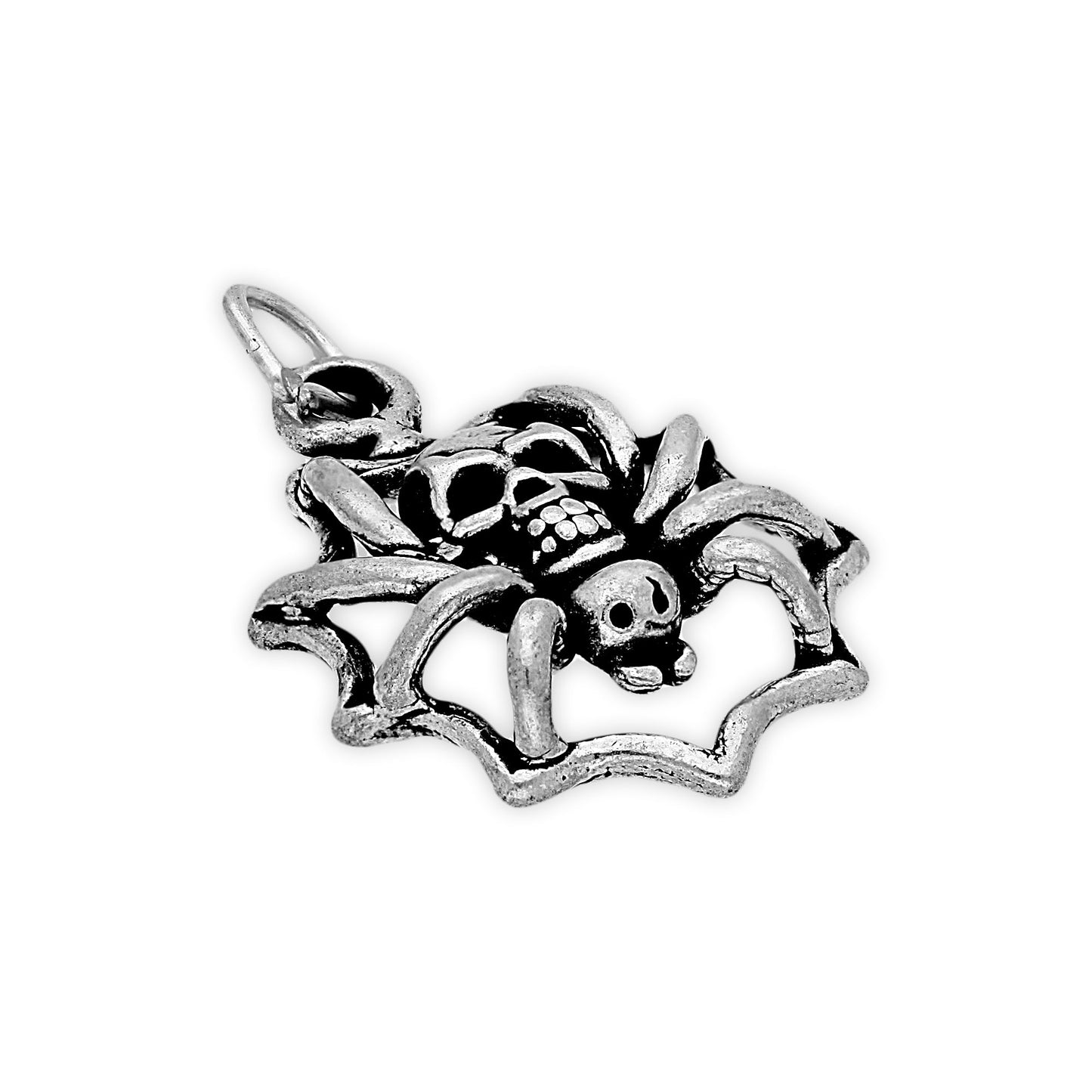 Sterling Silver Skull-Backed Spider Charm