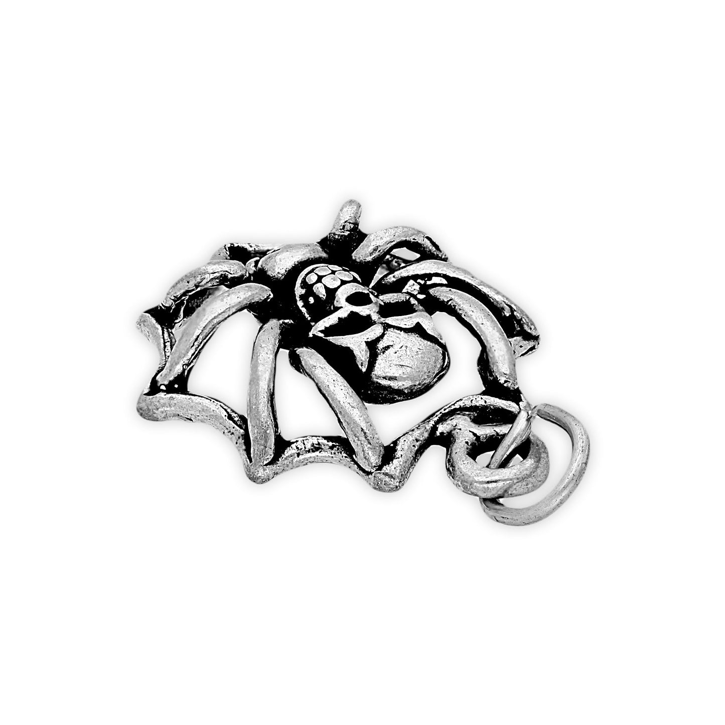 Sterling Silver Skull-Backed Spider Charm