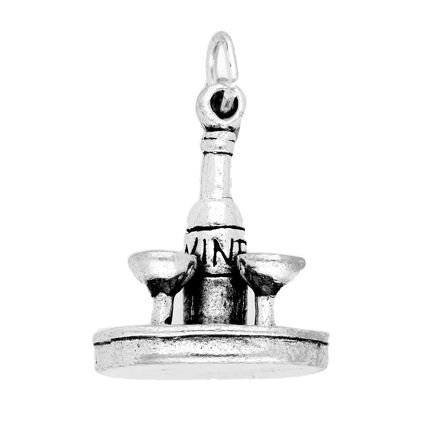 Sterling Silver Wine Bottle & Glasses Charm