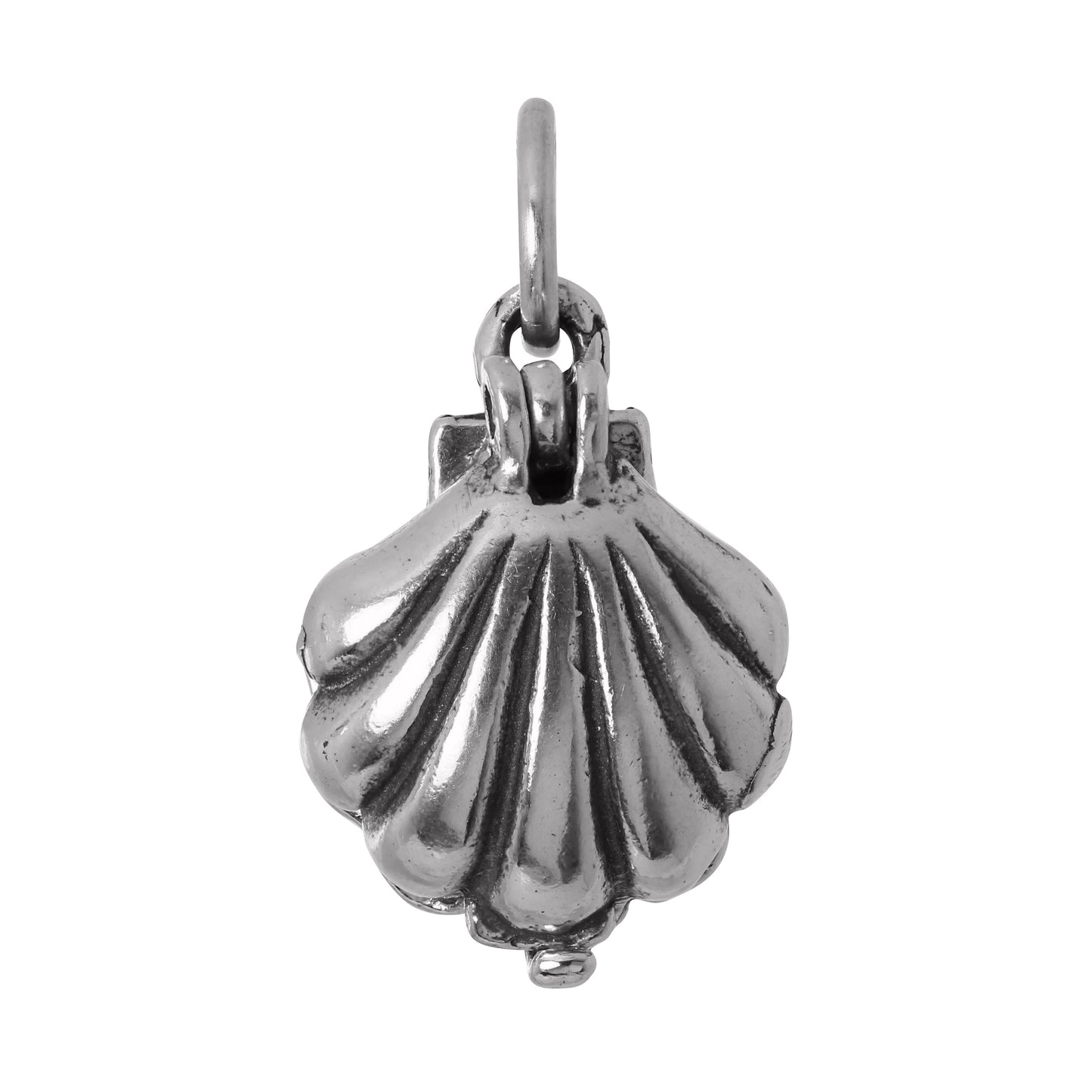 Sterling Silver Moveable Shell Charm With Faux Pearl