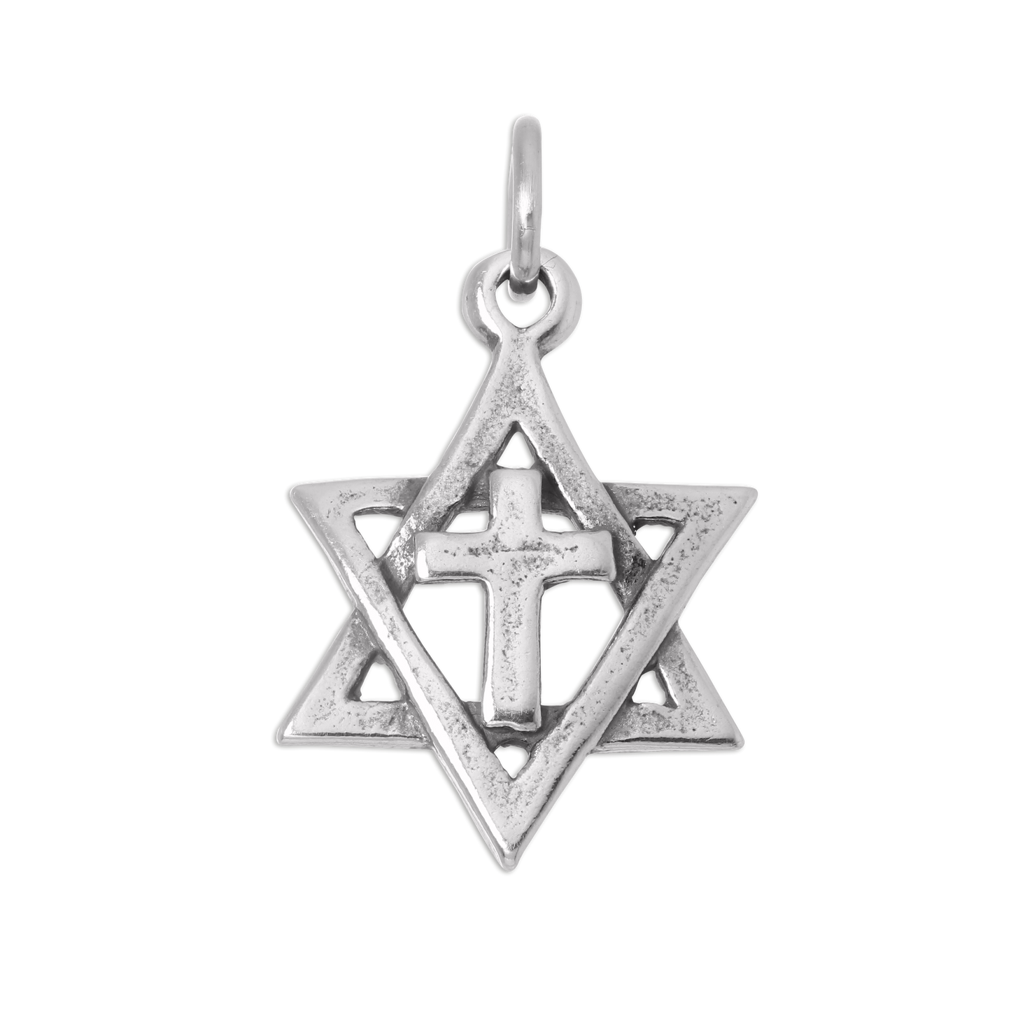 Sterling Silver Star of David and Cross Charm