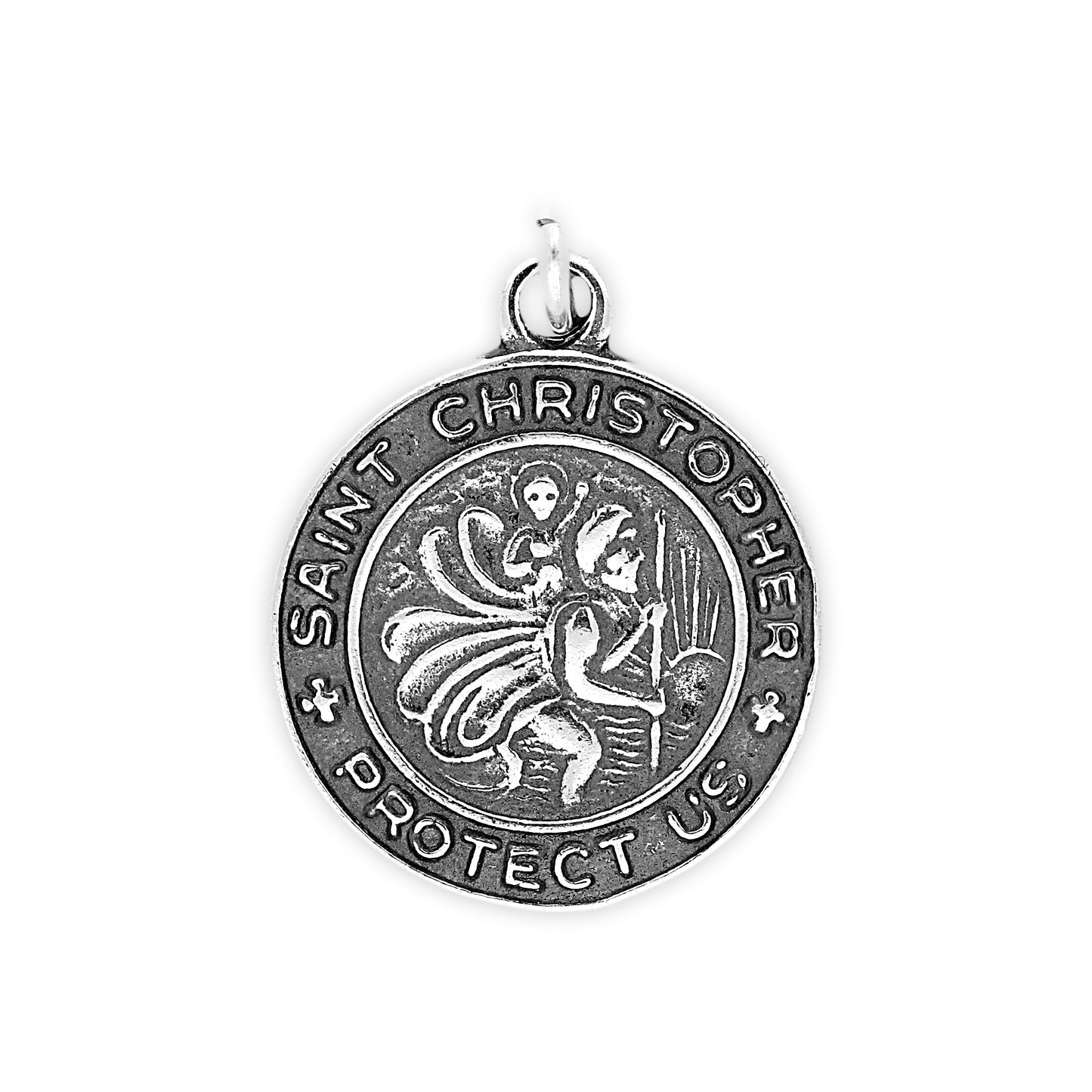 Sterling Silver Round St Christopher Charm
