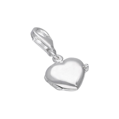 Sterling Silver Engravable Heart Locket Clip on Charm