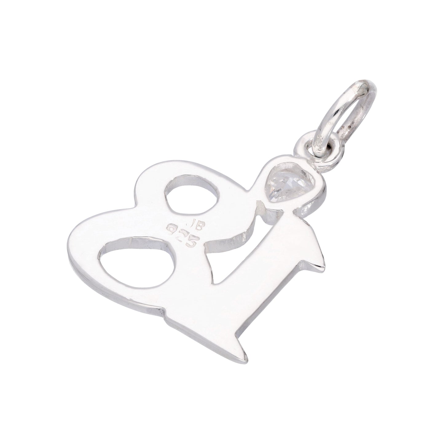 Sterling Silver 18 Charm with Clear CZ Crystal Heart