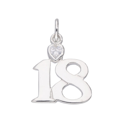 Sterling Silver 18 Charm with Clear CZ Crystal Heart