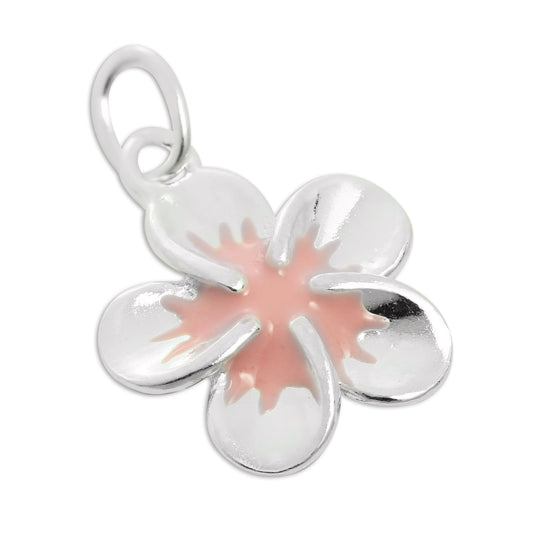 Sterling Silver & Pink Enamel Flower Charm