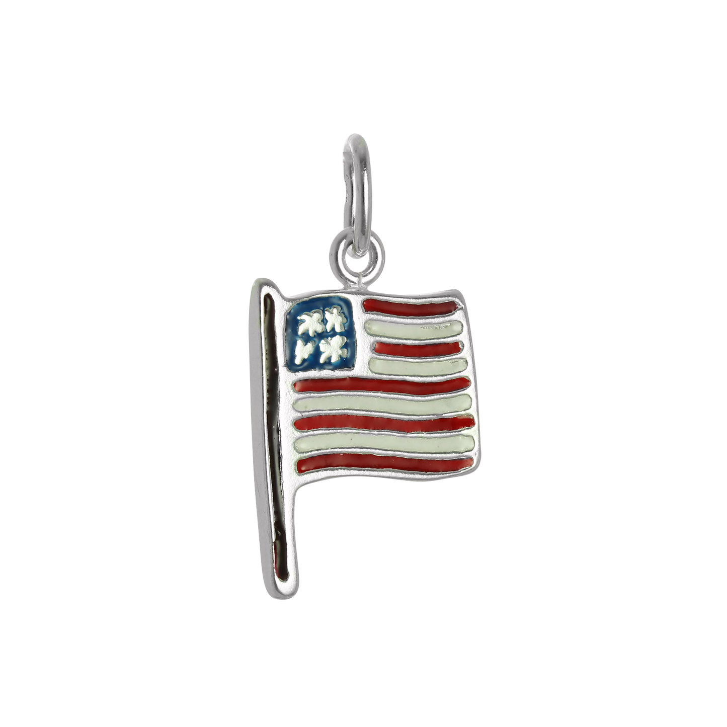 Sterling Silver & Enamel American Flag Charm