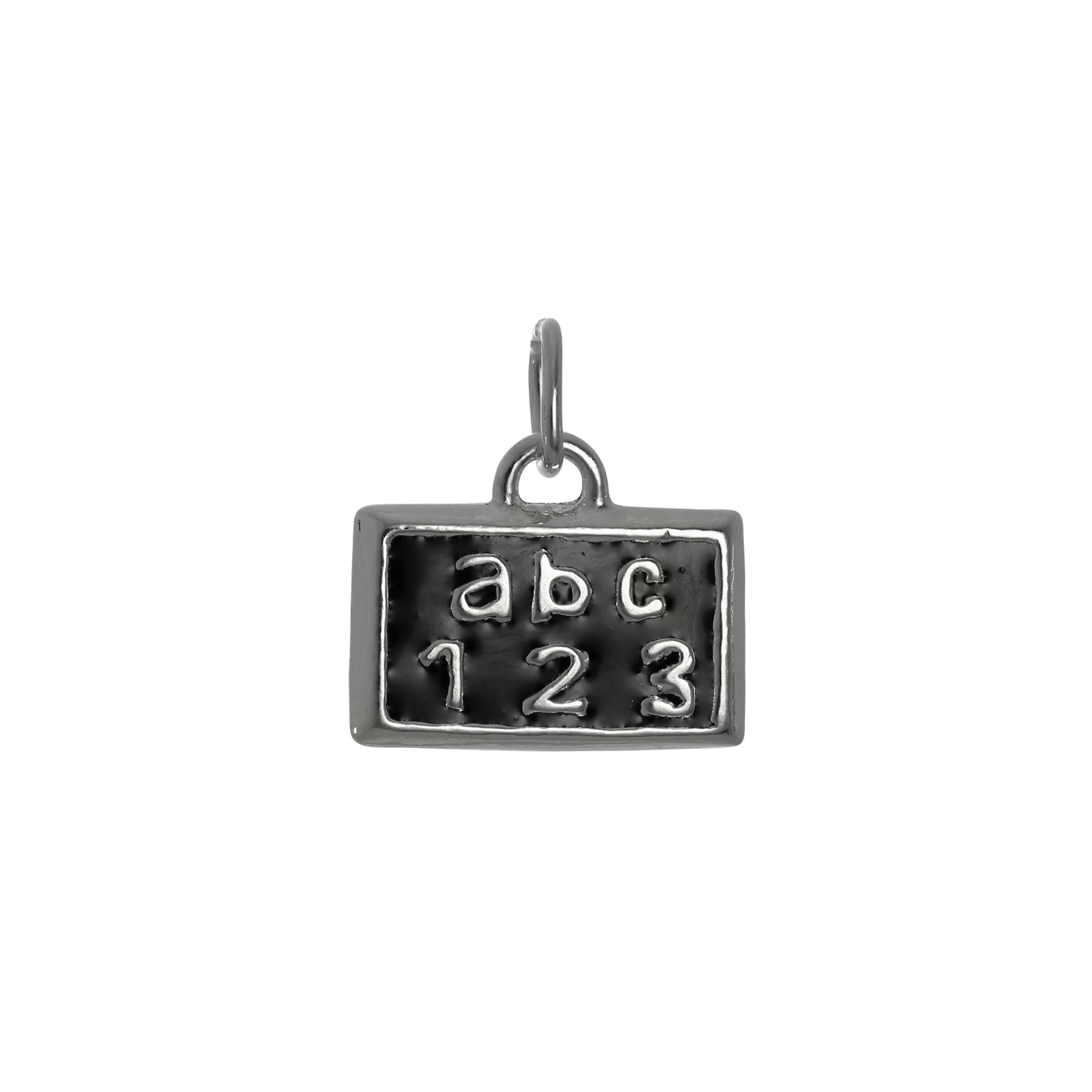 Sterling Silver & Black Enamel School Chalkboard Charm