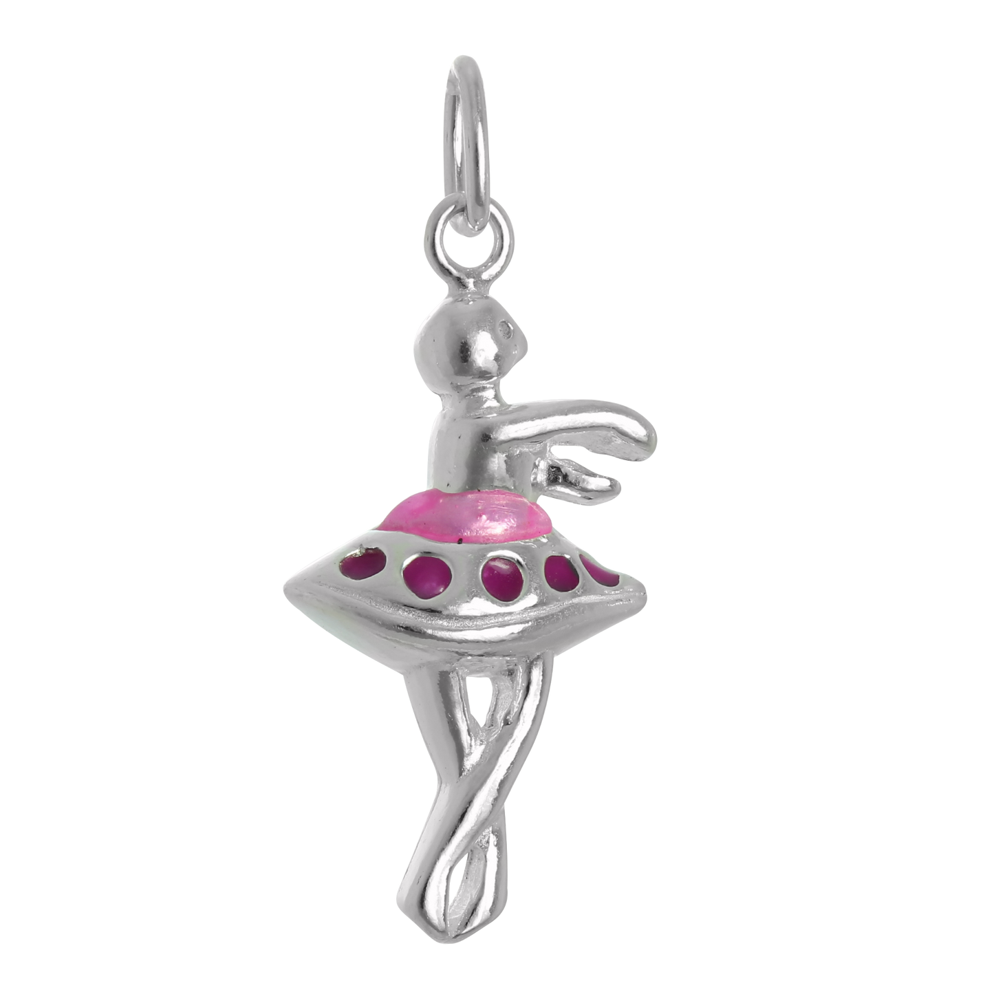 Sterling Silver & Pink Enamel Ballerina Charm