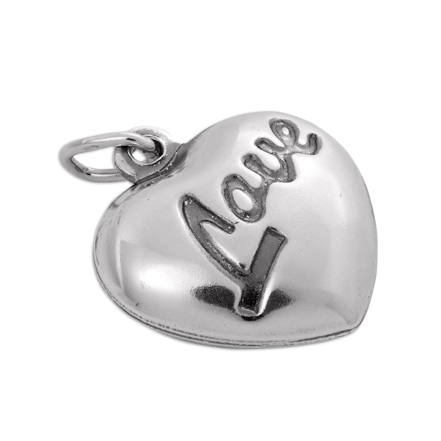 Sterling Silver Puffed Love Heart Charm