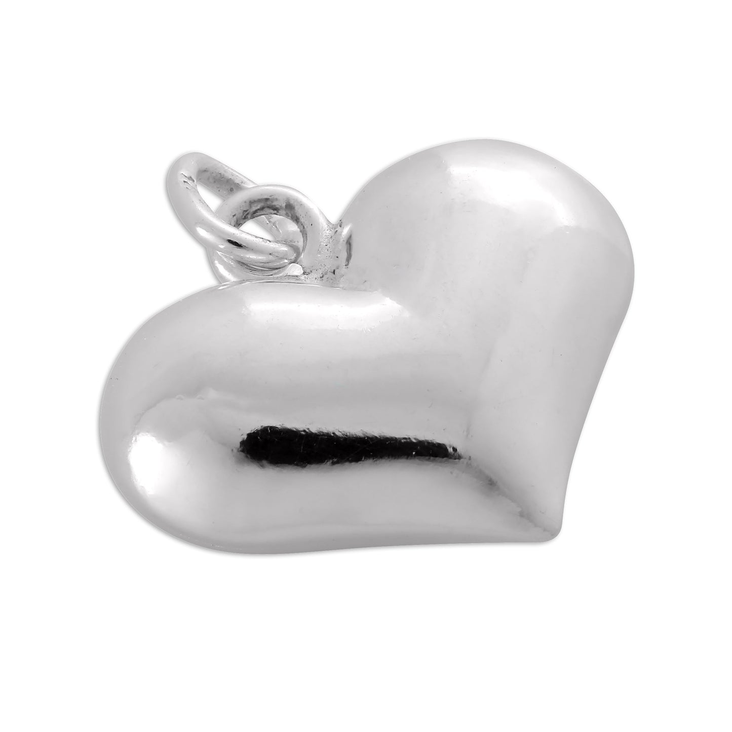 Wide Sterling Silver Puffed Heart Charm