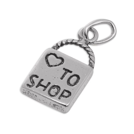 Sterling Silver I Love to Shop Bag Charm