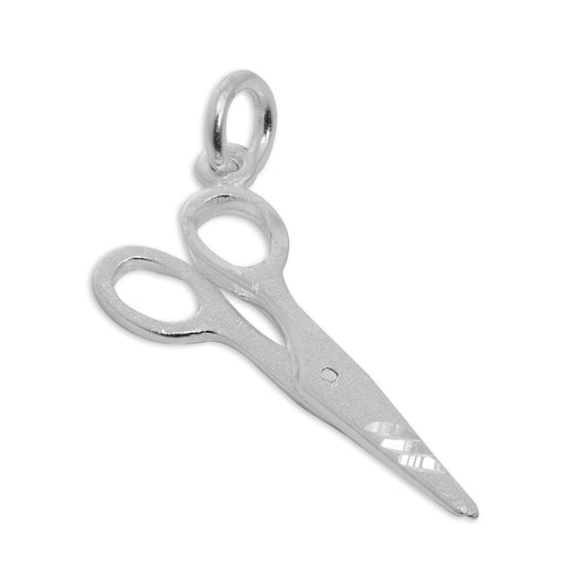 Brushed Sterling Silver Pair of Scissors Charm