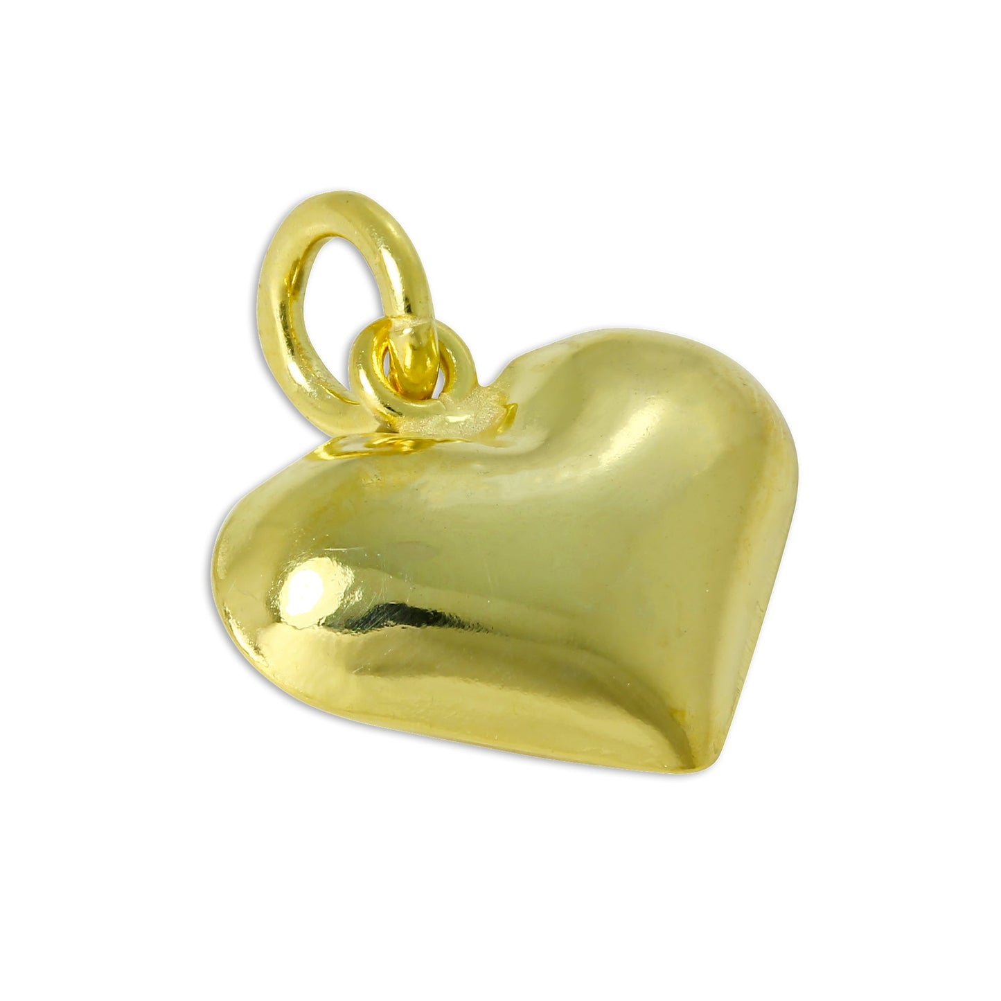 Gold Plated Sterling Silver Puffed Heart Charm