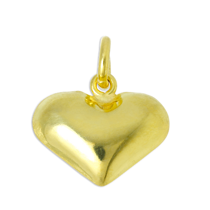 Gold Plated Sterling Silver Puffed Heart Charm