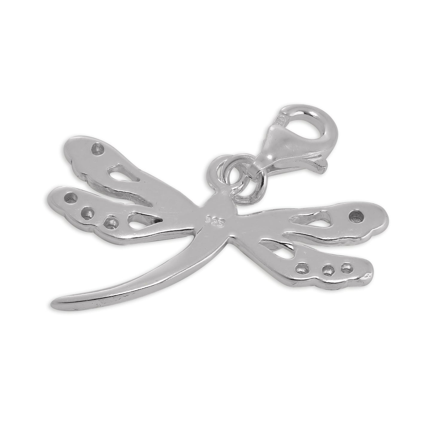 Large Sterling Silver Dragonfly Clip on Charm