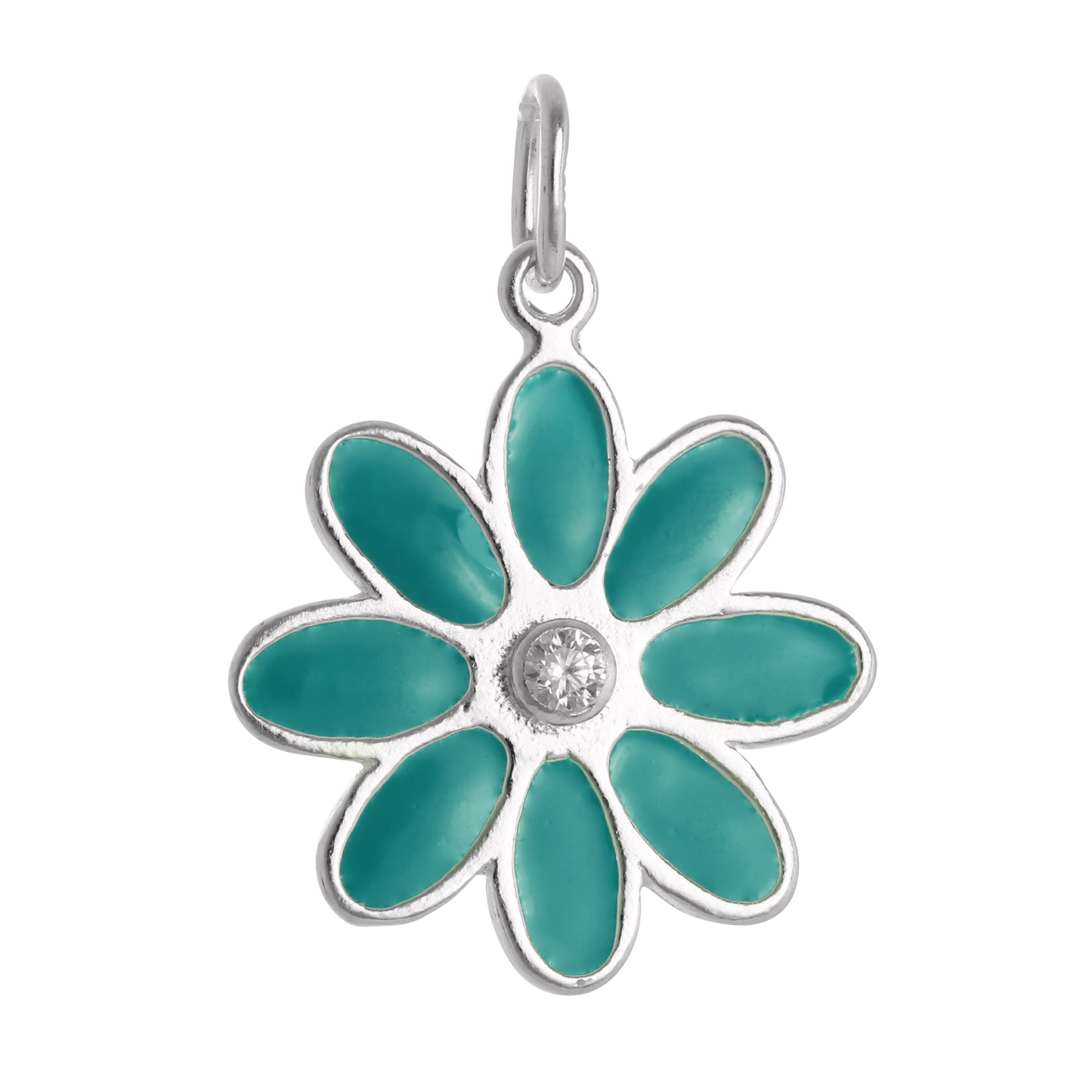 Sterling Silver & Turquoise Enamel Flower Charms