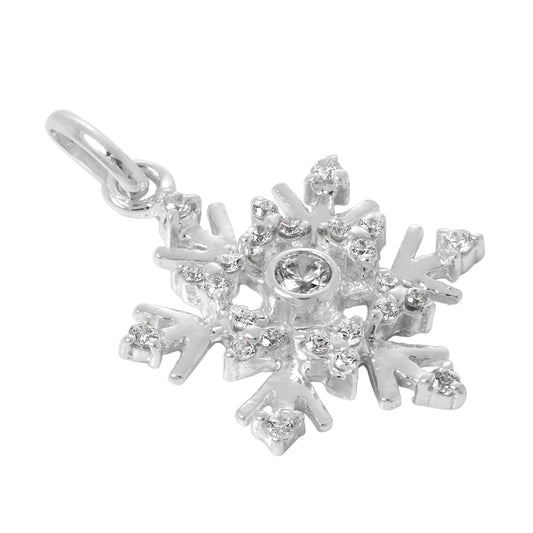 Large Sterling Silver & CZ Crystal Snowflake Charm