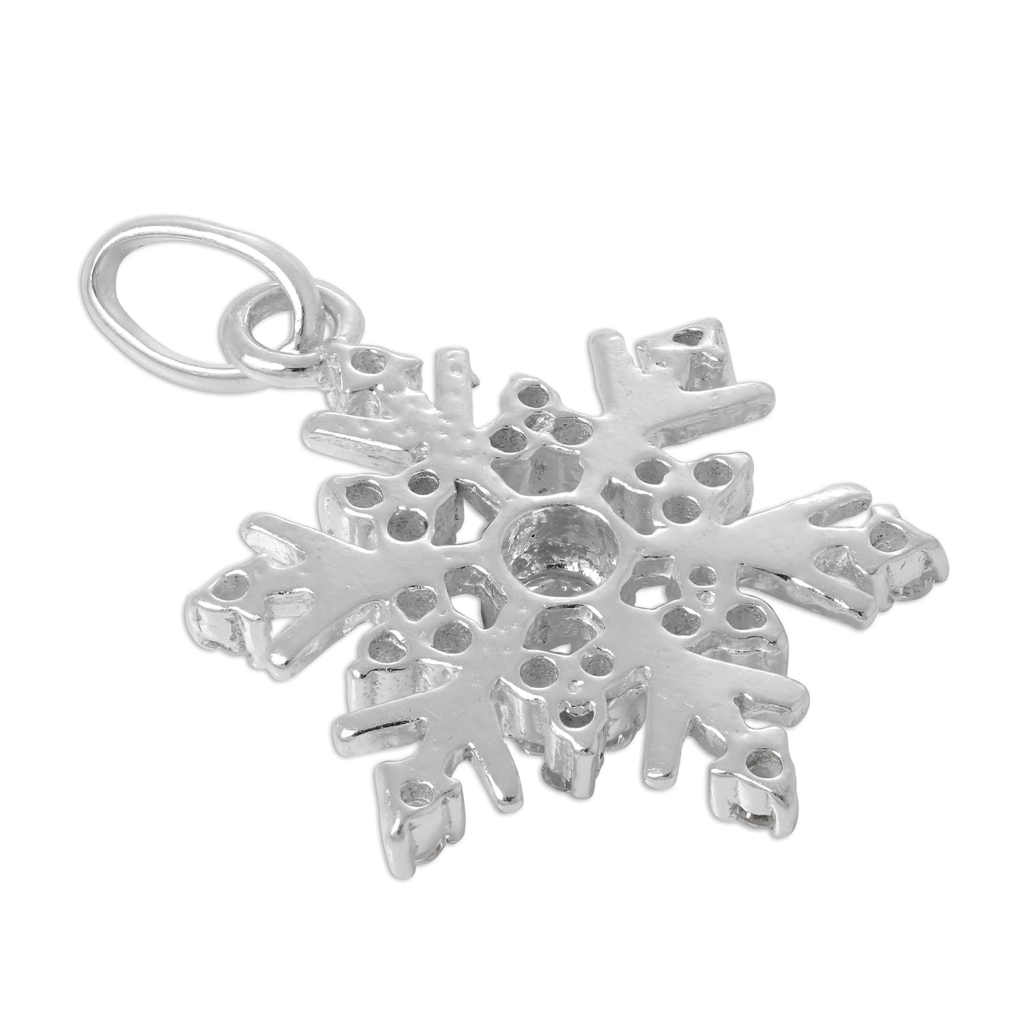 Large Sterling Silver & CZ Crystal Snowflake Charm