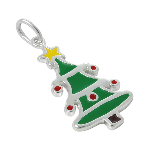Sterling Silver Enamelled Christmas Tree Charm