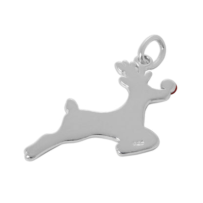 Sterling Silver Rudolph the Red Nose Reindeer Charm